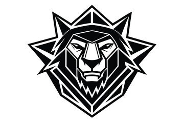 Geometric Lion Head, Monochromatic