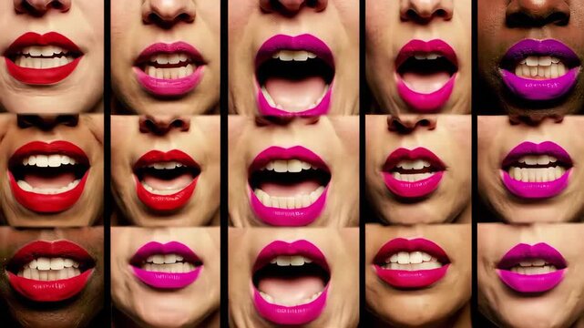 Close Up Diverse Women's Lips Collage