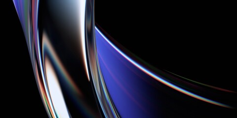 Plakat Abstract minimalist design, iridescent glass shape, 3d render