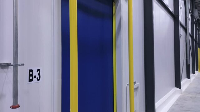 Wall inside refrigerated warehouse