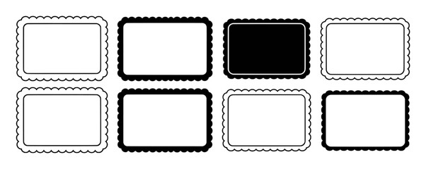 Scalloped edge rectangle frames black white border