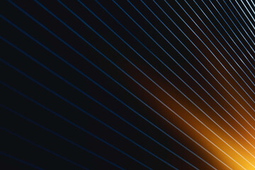 Abstract diagonal lines with blue and orange gradient light