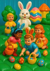 Fototapeta premium Colorful Easter egg hunt scene