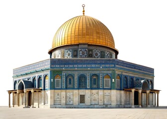 Obraz premium The dome of the rock in jerusalem, israel, a golden landmark of islamic architecture and religious significance isolated on white background