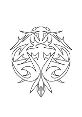 Black Symmetrical Tribal Design Abstract Vector Illustration 