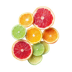 Citrus slices arranged in a cluster