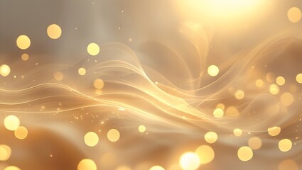 Golden Bokeh Light Background, Soft Glowing Sparkle, Warm Festive Abstract Texture