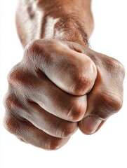 Naklejka premium man giving fist bump isolated on white