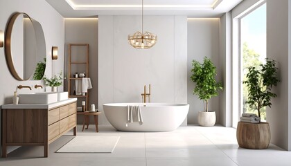 Modern, bright bathroom with a minimalist aesthetic