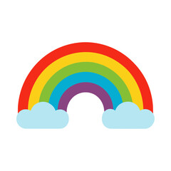 Rainbow with clouds in the sky on a bright, colorful day