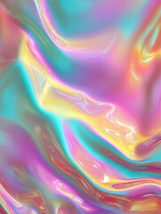Fototapeta premium holographic neon background colorful psychedelic abstract pastel color waves for background