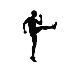 Silhouette man high knees exercise fitness aerobics