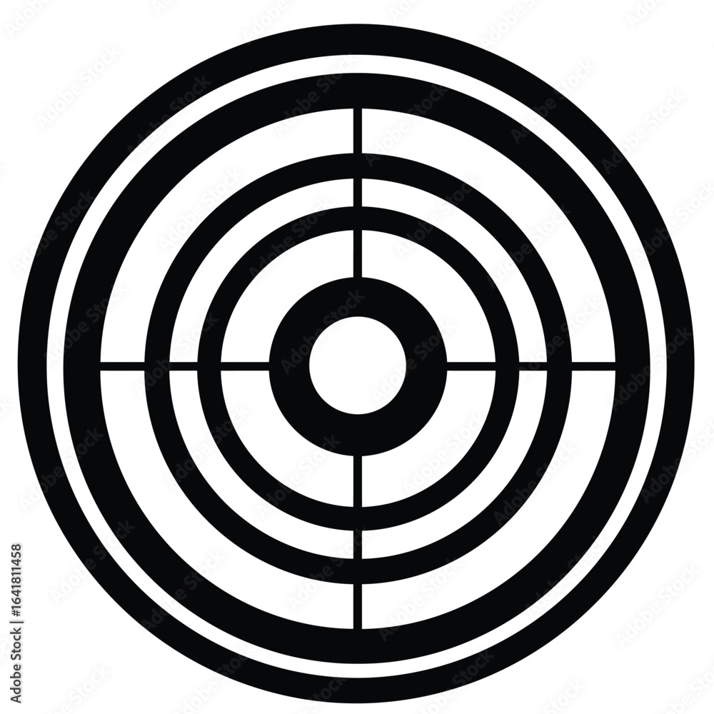 Poster concentric circles with intersecting lines target black