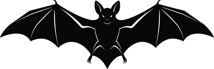 Spooky black bat with outstretched wings, a classic Halloween silhouette with glowing eyes, perfect for horror and nocturnal themes.