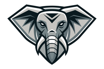Cartoon Elephant Head with Big Ears, Tusks, and a Cool on White