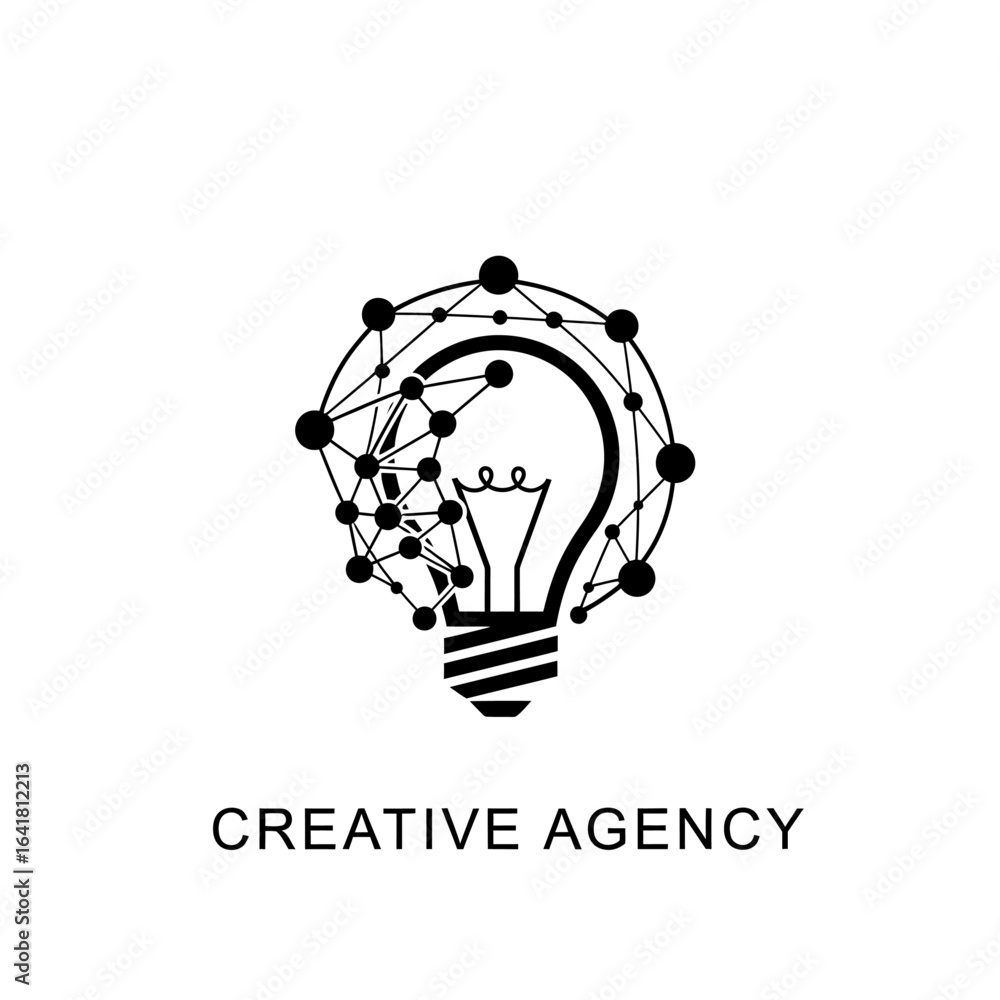 Poster a lightbulb with a network of connected dots and lines surrounding it design
