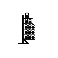 Black kettlebell rack with weights fitness