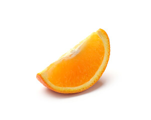One slice of juicy orange isolated on white