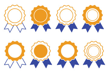 Badge icon. Award sign vector set. Achievement sign set. Blank reward badge. Winner best reward isolated icon set. Medal vector icons. Winning award, prize, medal or badge. 