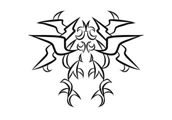 Black Symmetrical Tribal Design Abstract Vector Illustration 