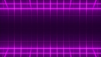 Retro futuristic purple neon grid background.