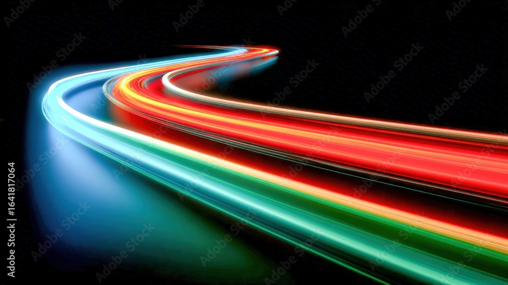 Aufkleber dynamic light trails on black background: abstract motion graphics for technology and futuristic con