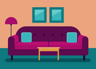 Corporate lounge with plush velvet sectional