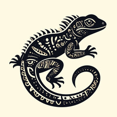 Ornate lizard silhouette with intricate patterns