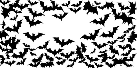 Fototapeta premium Black Bat Swarm Silhouette Icon Design