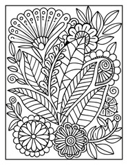 Flower Pattern Coloring Page – Flower Mandala Pattern Coloring Page – Mandala Coloring Page with Beautiful Intricate Floral Designs, Detailed Line Art for Relaxation, Stress Relief, and Mindfulness