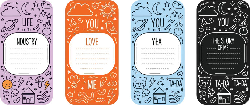 Cute doodle journal labels for scrapbooking and organization