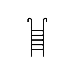 Black boat ladder icon with curved hooks white