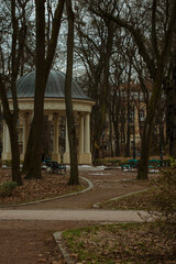 Rotunda gazebo in autumn park