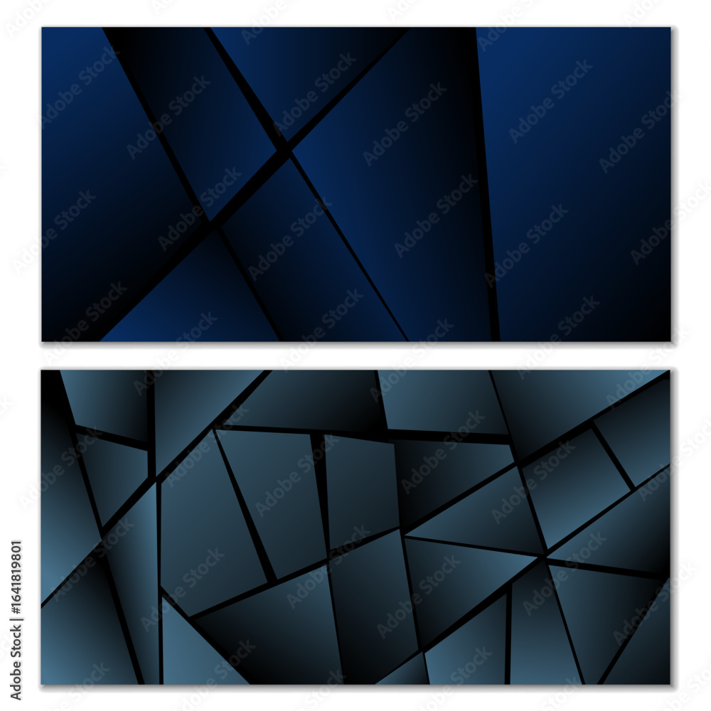 Poster abstract polygonal pattern. set of two dark gradient polygonal backgrounds. background design, cover