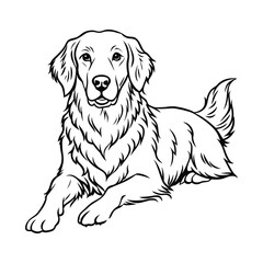 Playful dog illustration with a simple line art style showcasing a happy canine companion