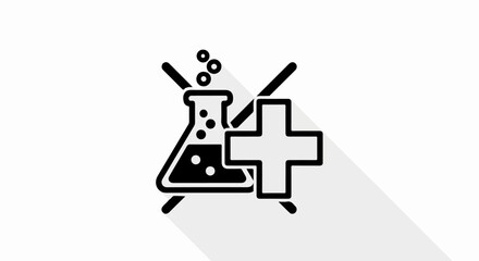 Black and White Medical and Science Icon with Crossed Out Elements