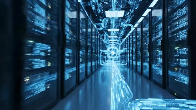 Server Room Data Flow Digital Cyberspace - Powered by Adobe