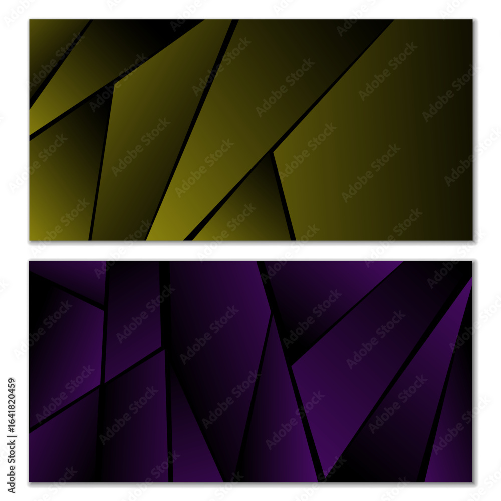 Poster abstract polygonal pattern. set of two dark gradient polygonal backgrounds. background design, cover