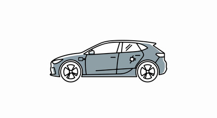 Fototapeta premium Modern Electric Car Illustration with Charging Port Detail, Side View