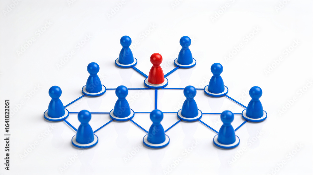 Poster conceptual representation of a hierarchical structure, emphasizing leadership and teamwork within an
