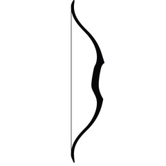 Black bow limb flexing on white tension