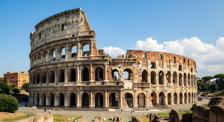 Obraz premium Majestic Colosseum: Roman Glory Under a Brilliant Blue Sky