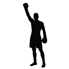 Silhouette boxer raising glove black white