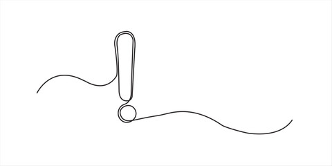  Continuous one line drawing of Exclamation mark vector illustration, Exclamation mark in one continuous line drawing vector illustration. Pro vector, Continuous editable line drawing of exclamation w © Vector Man
