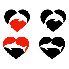 silhouette vector dolphin love logo