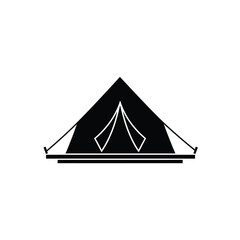 Black tent icon on white background camping shelter