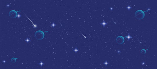 Realistic starry night sky with shining stars, nebula, and seamless galaxy space background vector