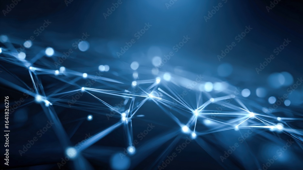 Aufkleber abstract network connection structure with glowing nodes and lines, representing data transmission a