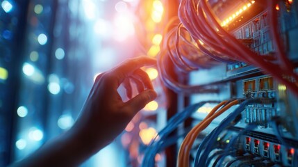 The Hand Reaching for Network Cables in a Modern Server Environment