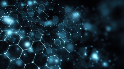 glowing blue hexagon network pattern